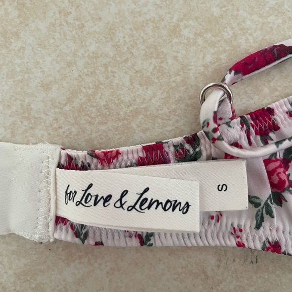 For Love & Lemons Mel rose white red floral bustier cropped top 37431 - Picture 6 of 12